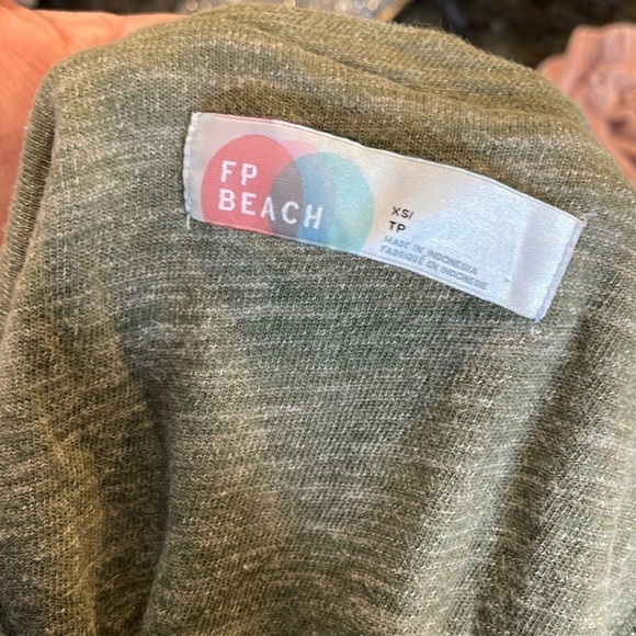 Free People Beach Sweet Nothing Heathered Olive Green Drop Waist Mini Dress XS - Picture 3 of 8